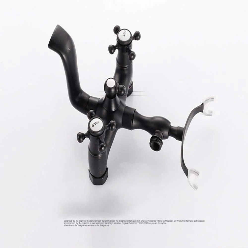 Elegante juego de grifos de cocina de bronce negro con porcelana azul antigua, elegante accesorio de baño con cabezales de ducha fijos, fácil instalación y diseño moderno para mejorar el hogar