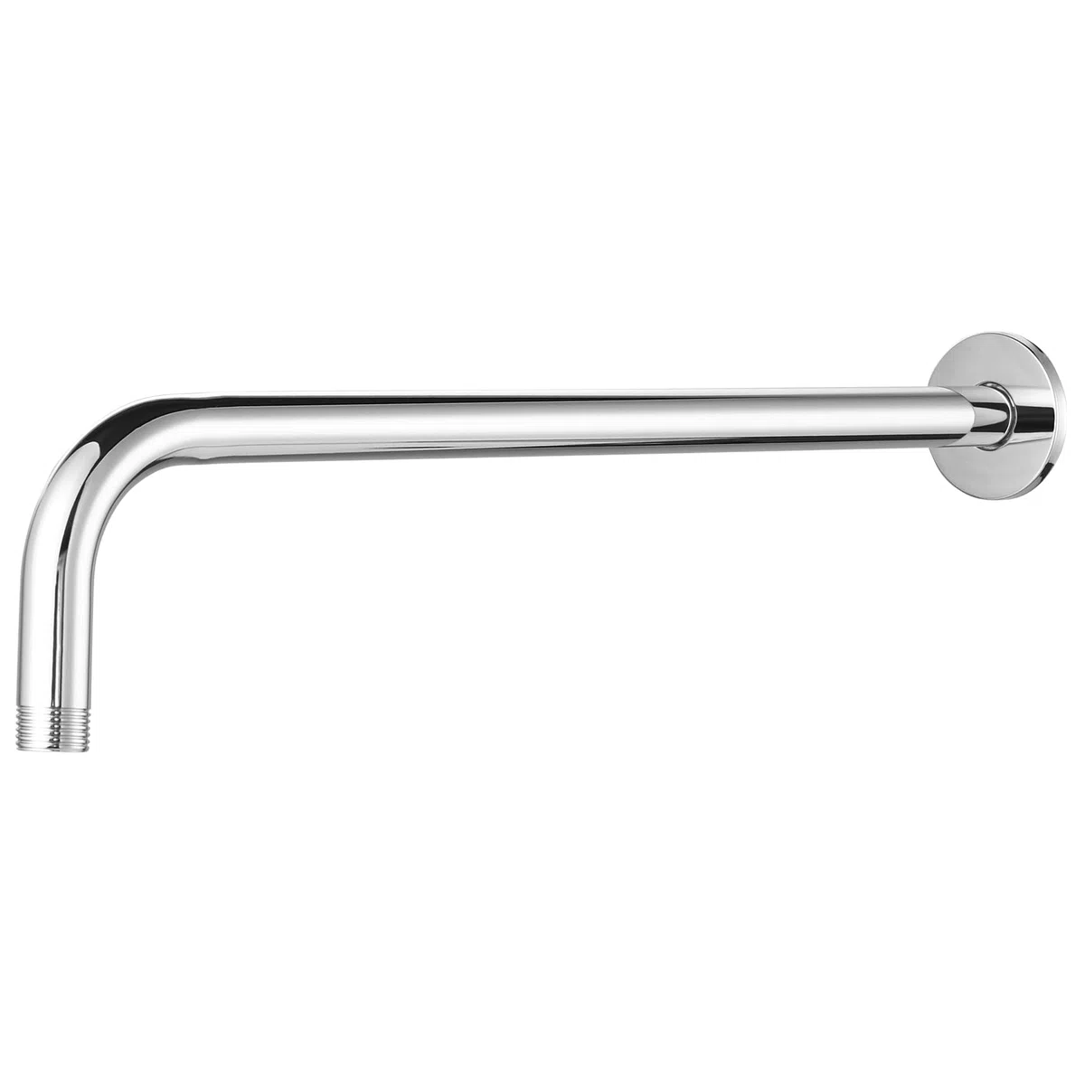 Brazo de ducha con brida y cinta de teflón, brazo de extensión Markcco de 38 cm para cabezal de ducha fijo y cabezal de ducha de lluvia, acero inoxidable, montado en la pared (cromo)