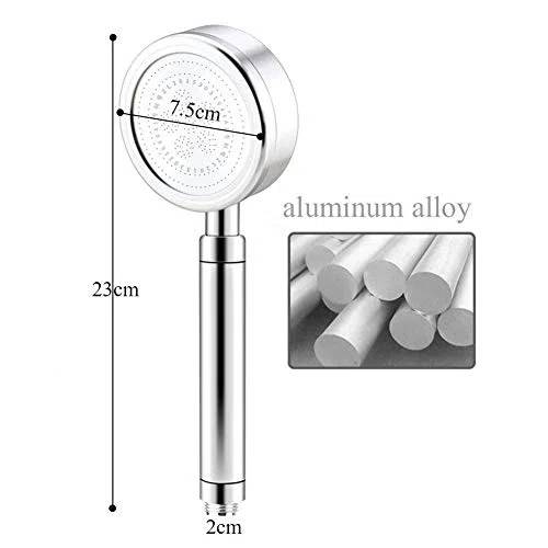 Cabezal de ducha de mano desmontable de alta presión con filtro para manguera de baja presión de agua de 1,5 m y soporte de pared, aluminio duradero (cabezal de ducha + manguera)