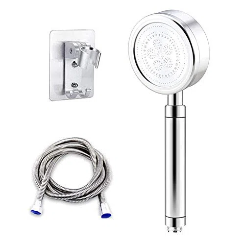 Cabezal de ducha de mano desmontable de alta presión con filtro para manguera de baja presión de agua de 1,5 m y soporte de pared, aluminio duradero (cabezal de ducha + manguera)