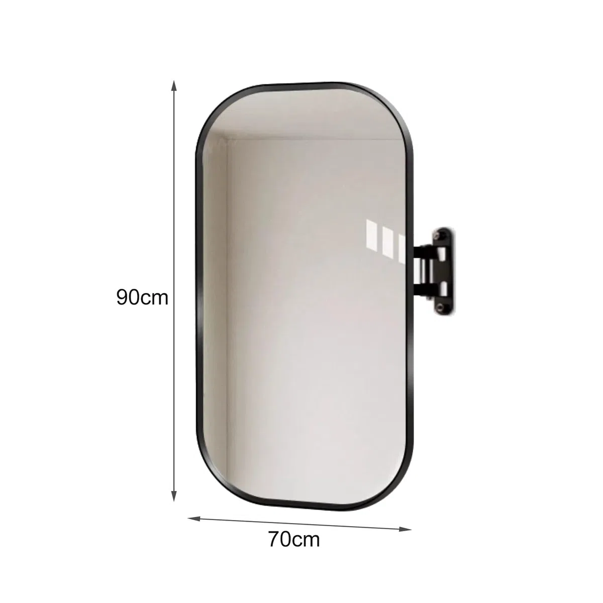 Ecpiel - Alcachofa de ducha rectangular ajustable de metal cepillado giratorio, brazo extensible, grande, giratorio e inclinable, vertical y horizontal (D 70)