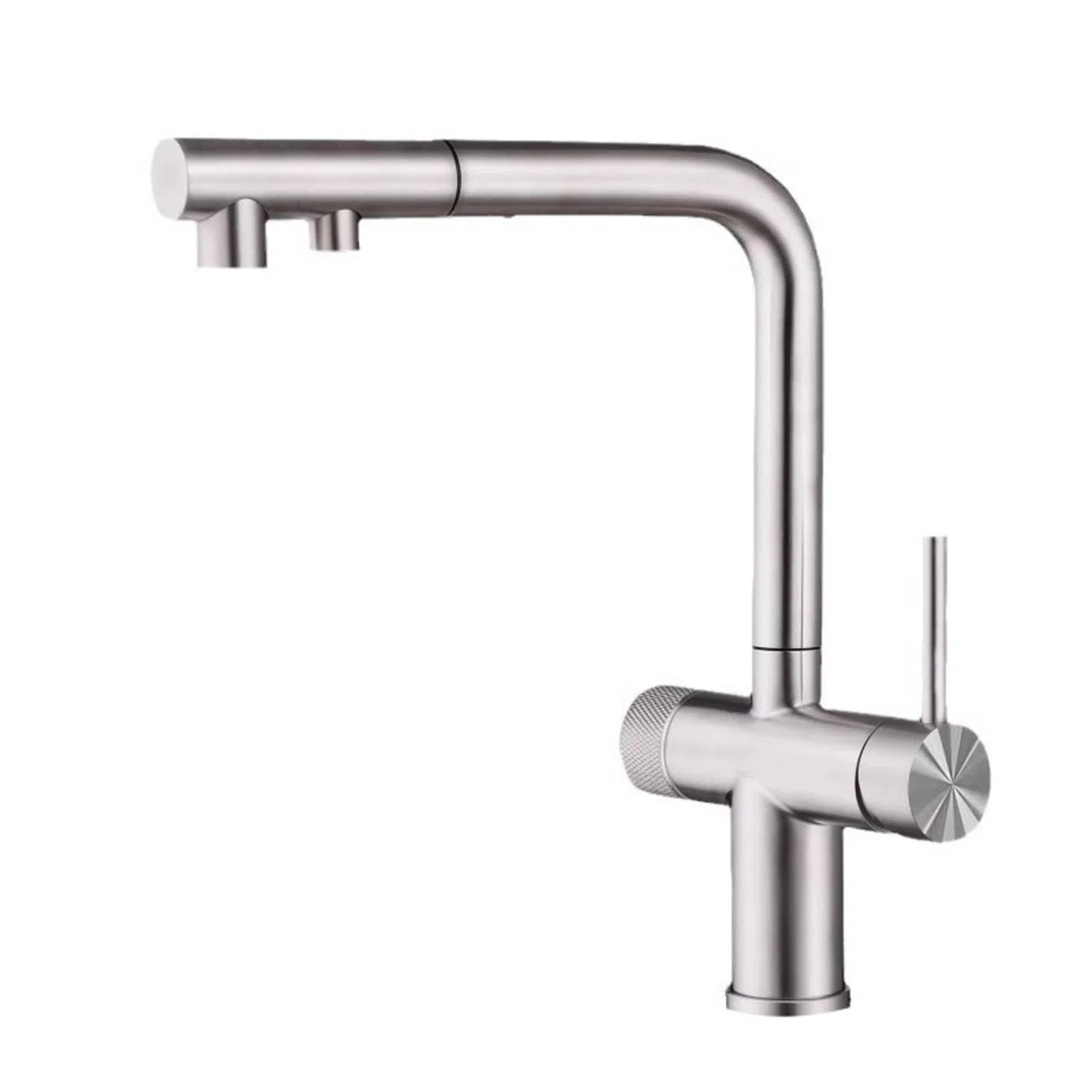 Grifo Osmosis Extraible Grifo Cocina Acero Inoxidable con 2 Salidas Grifo de Cocina Fregadero con Osmosis Mezclador Agua Fría y Caliente