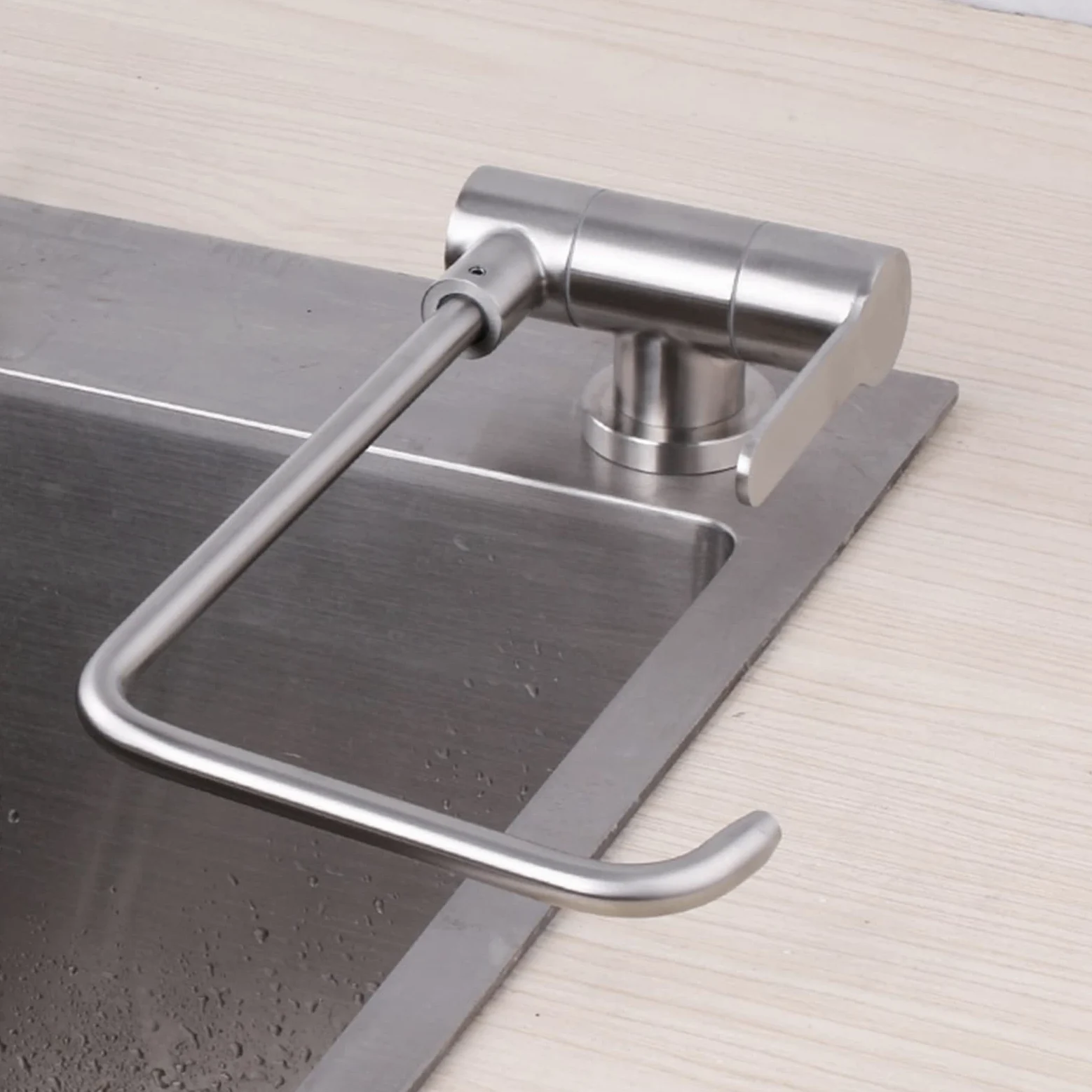 Filtro de Agua Grifo Solo Agua fría grifos de Cocina giratorios Acero Inoxidable Cepillado-A