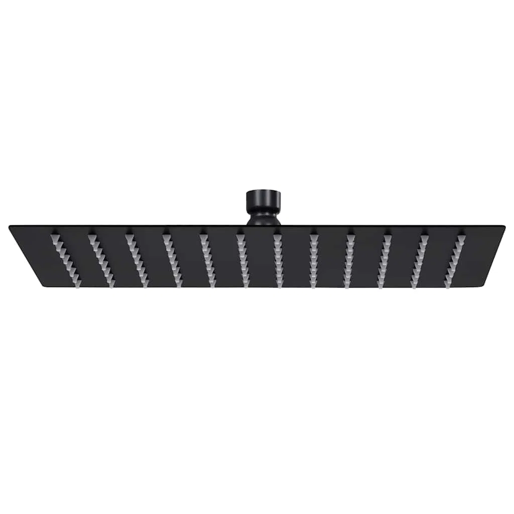 Ducha de lluvia de acero inoxidable, 30 x 20 cm, rectangular, color negro, 96 boquillas, silicona antical, ducha de lluvia para baño, pared, techo, montaje para presión de agua y