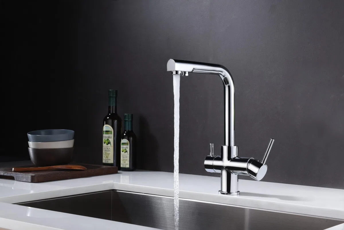 IMEX Grifo Cocina de Dos Vías - MARSELLA Grifo Monomando para Ósmosis con Selector Independiente, Cuerpo de Latón, Cartucho Cerámico Ø35mm, Diseño Moderno y Funcional (CROMADO)