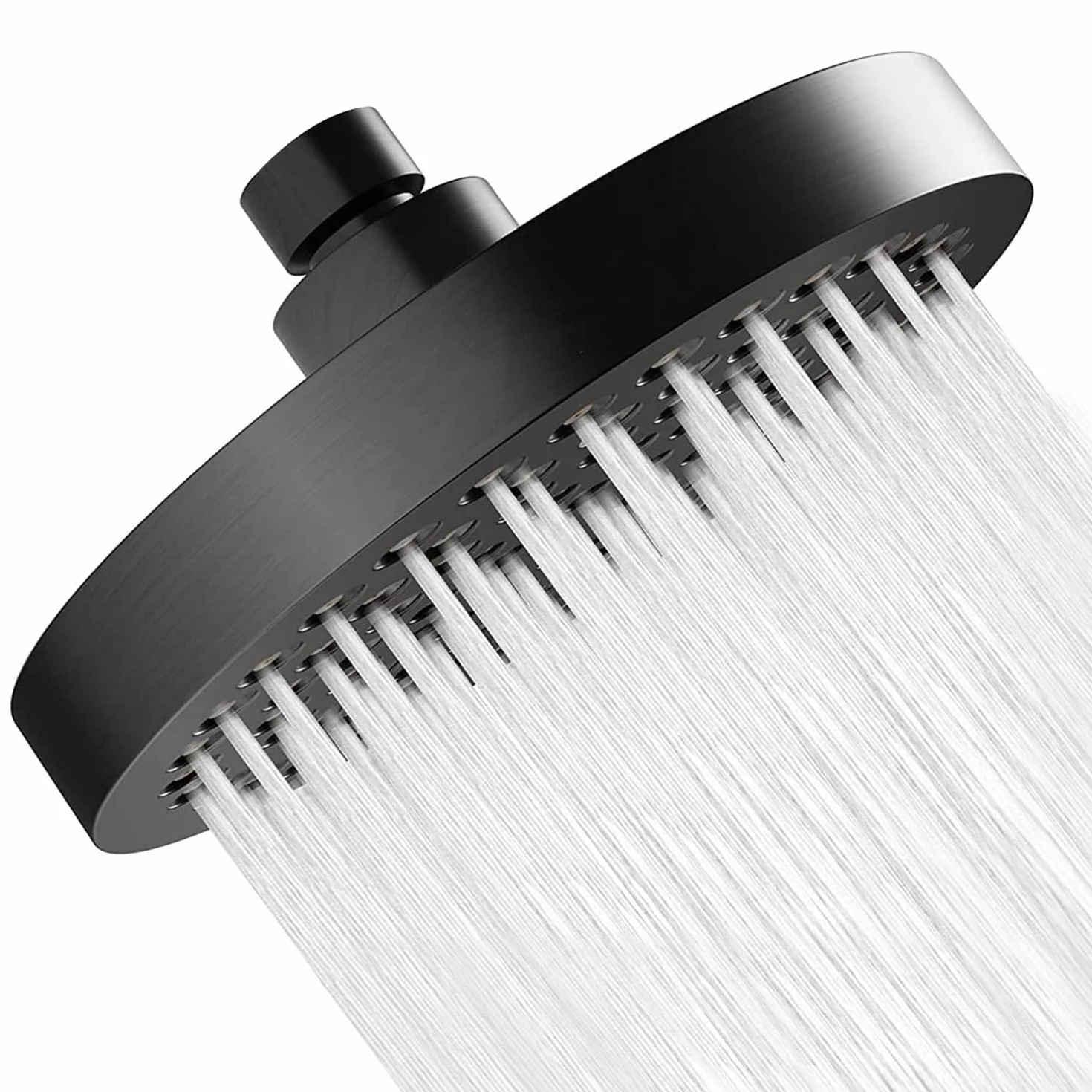 Cabezal de Ducha de Alta Presion, Alcachofa de Ducha Redondo, Rociador para Ducha, Alcachofa Ducha Ahorro de Agua, Negro