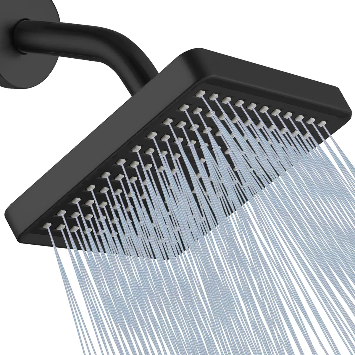 Cabezal de Ducha Katezon, Cabezal de Ducha Cuadrado de Alta Presión Con Efecto Lluvia, Fácil de Limpiar, Reemplazo Ajustable Para Los Cabezales de Ducha de su Baño (Negro Mate, 15 cm)