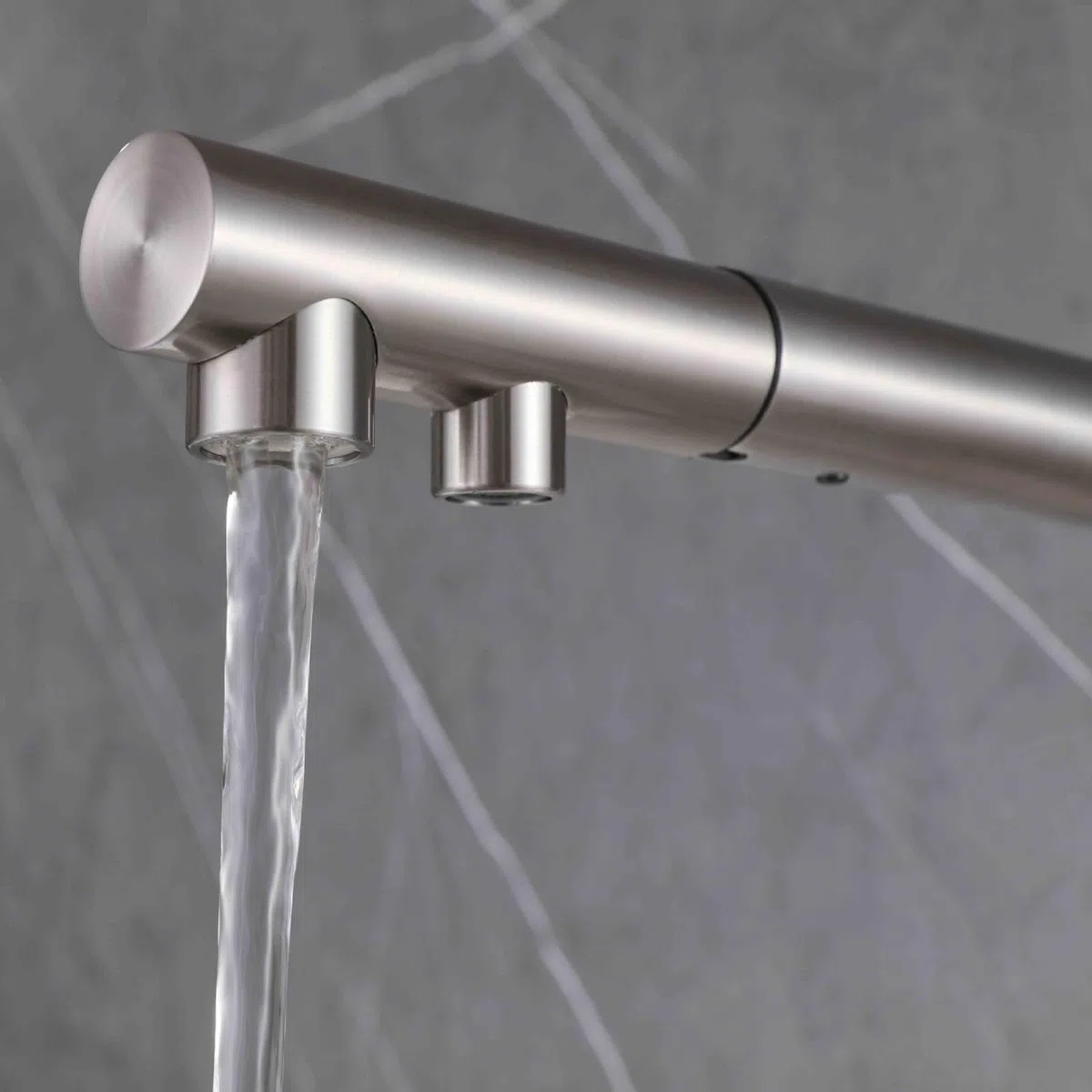 Grifo Osmosis Extraible Grifo Cocina Acero Inoxidable con 2 Salidas Grifo de Cocina Fregadero con Osmosis Mezclador Agua Fría y Caliente
