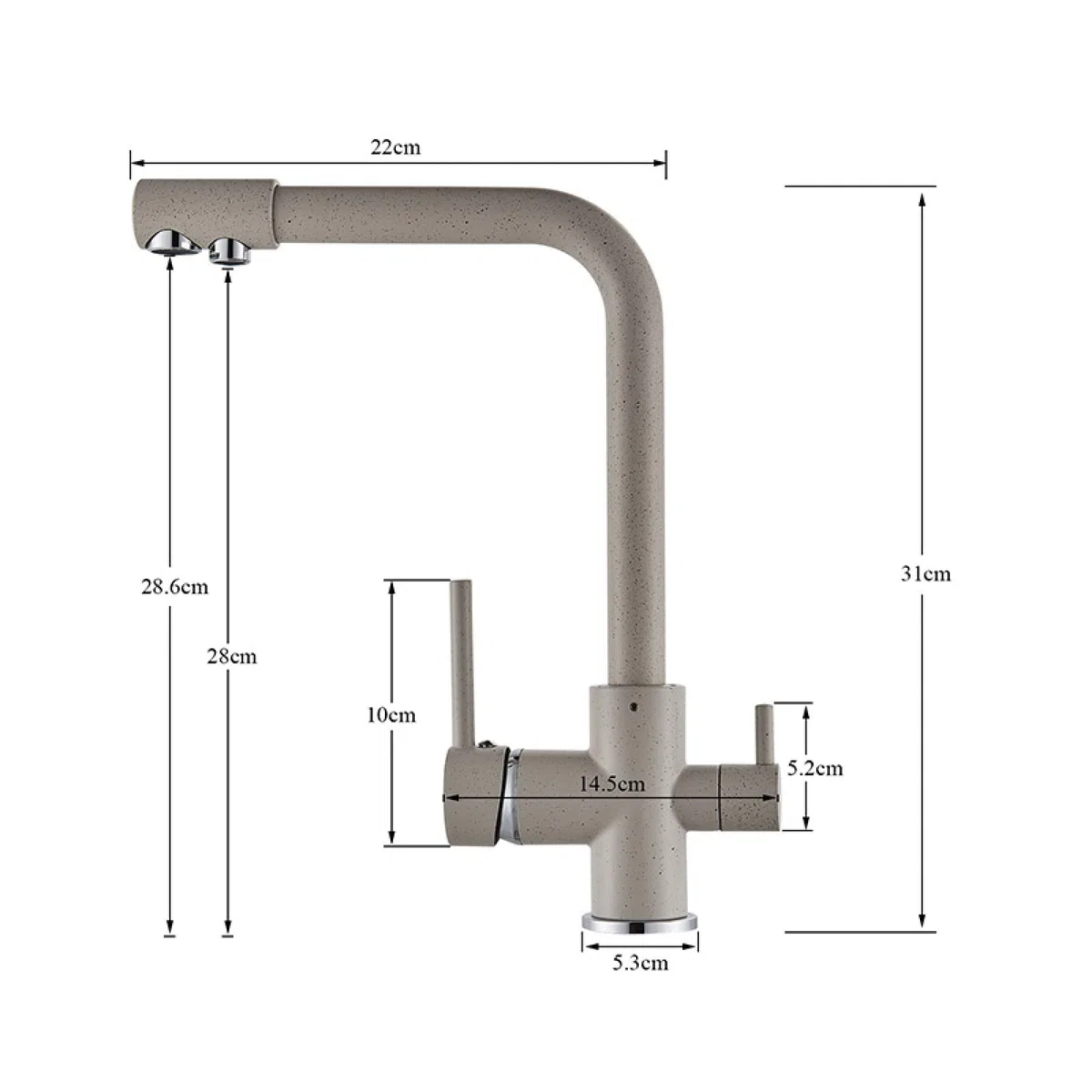 Grifo de latón blanco y negro, agua pura, cocina, doble manija, agua potable fría y caliente, grifos mezcladores de cocina con filtro de 3 vías, bronce negro-A To pursue happiness