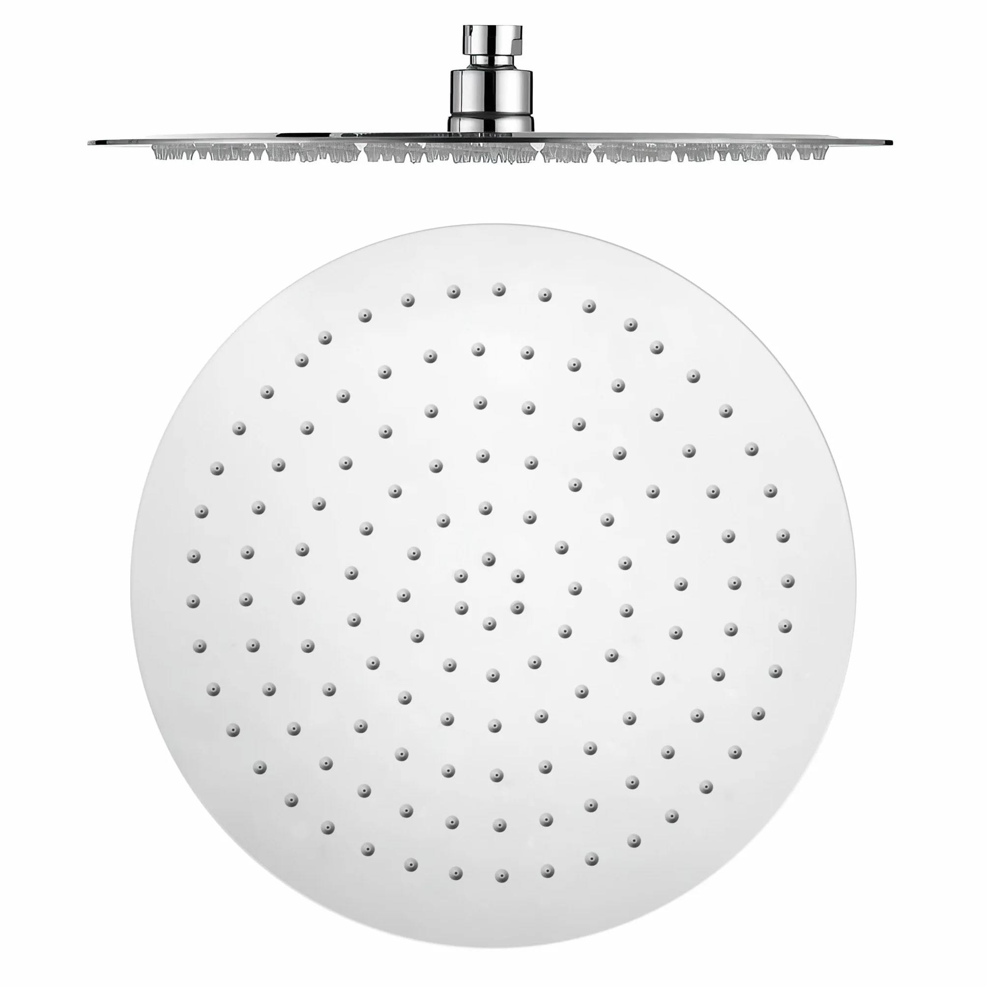 VALAZ Rociador de ducha 20cm acero inoxidable SUS304 redondo cromado estándar G1/2 inclinable efecto lluvia tetinas de silicona fácil limpieza antical alta y baja presión cabezal