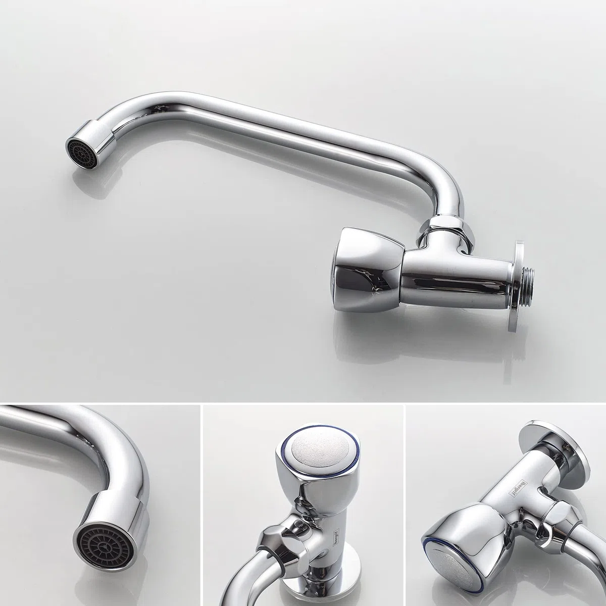 Ibergrif, M18654 Ballet, Cocina, Grifo Giratorio de Pared, Cromo, Plata