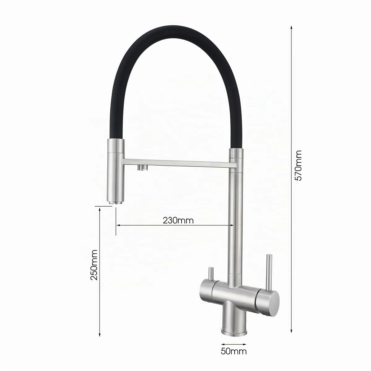 XJTNLB Grifo Osmosis 3 Vias Extraible Doble Asa Grifo de Cocina 3 en 1 Doble Salida de Agua Grifos Osmosis Fregadero Negro